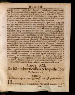 Caput XXI. De fictitiis locutionibus & hypothesibus Problematicis