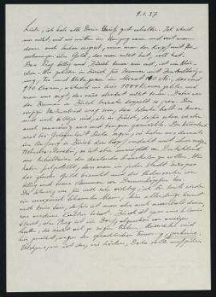 Brief von Raoul Hausmann an Elfriede Hausmann. Prag