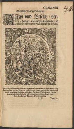 Geistliche Kriegß Ordnung. Ampt und Befelch/ vermög heiliger Göttlicher Geschrifft ...