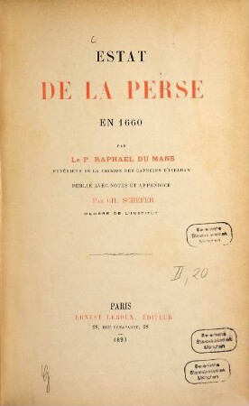 Estat de la Perse en 1660