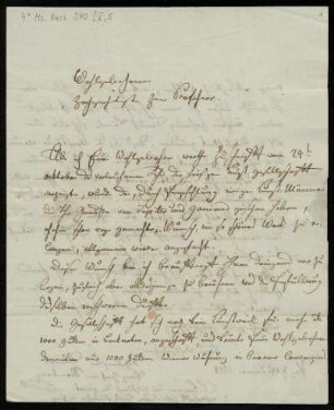 Brief von Kaspar von Sternberg an Wilhelm Boettner