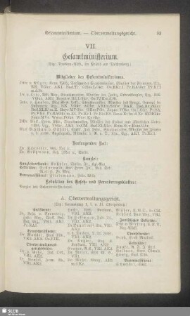 VII. Gesamtministerium