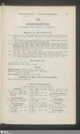 VII. Gesamtministerium