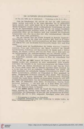Die Altwiener Gemäldesammlungen : (II. Die erste Hälfte des 19. Jahrhunderts)