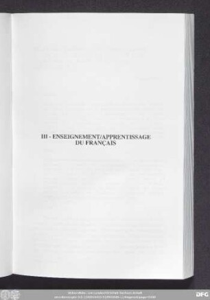 III - Enseignement/Apprentissage Du Français