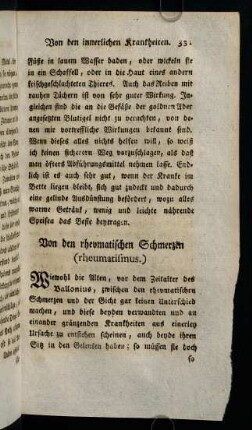 331-345, Von den rheumatischen Schmerzen (rheumatismus)