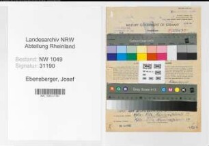 Entnazifizierung Josef Ebensberger , geb. 03.02.1899 (Bankangestellter)