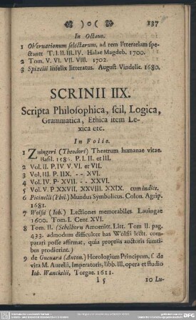 Scrinii IIX. Scripta Philosophica, scil. Logica, Grammatica, Ethica item Lexica etc.
