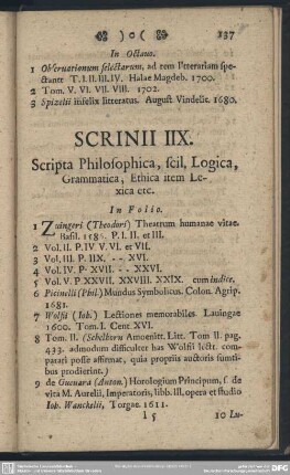 Scrinii IIX. Scripta Philosophica, scil. Logica, Grammatica, Ethica item Lexica etc.