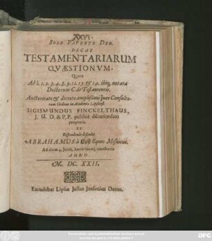 Decas Testamentariarum Quaestionum