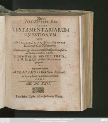 Decas Testamentariarum Quaestionum