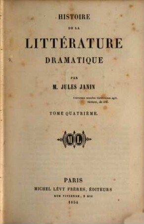 Histoire de la littérature dramatique, 4