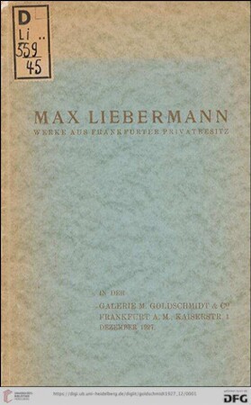 Max Liebermann : Werke aus Frankfurter Privatbesitz : Sonderausstellung, Dezember 1927