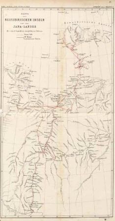 Karte der Neusibirischen Inseln und des Jana-Landes.