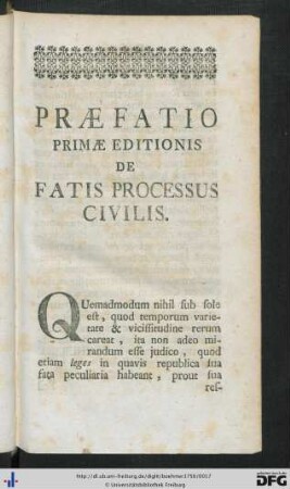 Praefatio Primae Editionis.