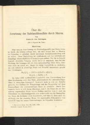 Über die Zersetzung des Natriumthiosulfats durch Säuren