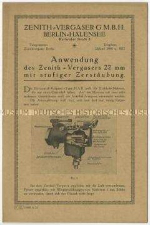 Bedienungsanleitung für den Vergaser von Zenith