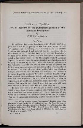 Studies on Tipulidae. Part. II. Review of the püblished genera of the Tipulidae brevipalpi,