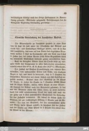 Chemische Untersuchung des Lauchstädter Wassers.