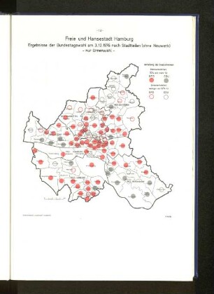 Ergebnisse der Bundestagswahl am 3.10.1976 nach Stadtteilen (ohne Neuwerk) - nur Urnenwahl -