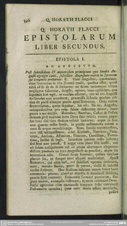 Q. Horatii Flacci Epistolarum Liber Secundus