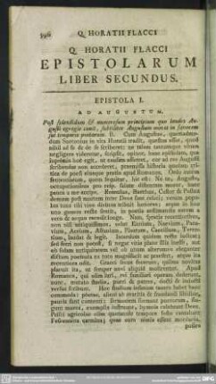 Q. Horatii Flacci Epistolarum Liber Secundus