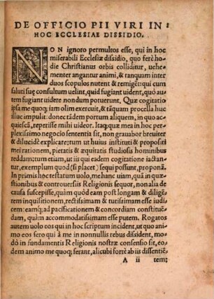 De Officio Pii Ac Pvblicae Tranqvillitatis Vere Amantis uiri, in hoc Religionis dissidio : Adiecta Est. Defensio eiusdem libelli, aduersus iniquum & importunum castigatorem.