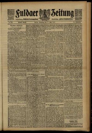 Erste Ausgabe vom Samstag, den 11. Mai 1912.