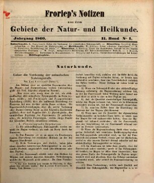Froriep's Notizen aus dem Gebiete der Natur- und Heilkunde. 1860,2, 1860,2