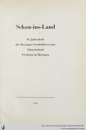 81: Schau-ins-Land: Jahresheft des Breisgau-Geschichtsvereins Schauinsland