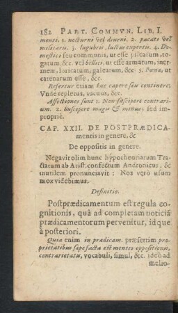 Cap. XXII. De Postpraedicamentis in genere, & De oppositis in genere.