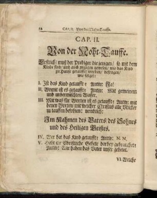Cap. II. Von der Noht-Tauffe.