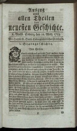 X. Nachlese. Coburg, den 10. Merz. 1753.
