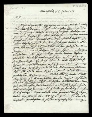 Brief von Johann Konrad Deinet an Rudolf Erich Raspe