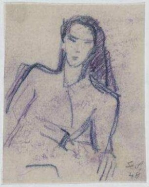 [o.T.]. Frau mit aufgestütztem Arm