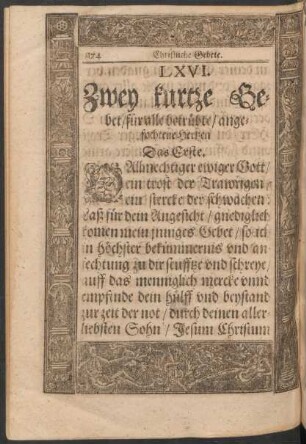 LXVI. Zwey kurtze Gebet/ für alle betrübte/ angefochtene Hertzen - LXIX.