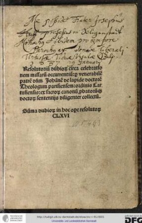 Resolutorium dubiorum circa celebrationem missarum occurrentium
