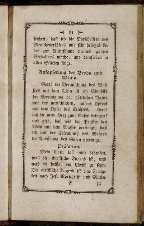 Aufopferung des Brods und Weins