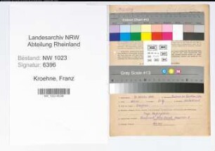 Entnazifizierung Franz Kroehne , geb. 29.10.1890 (Ingenieur)