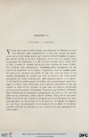 Chapitre VI L'Influence. - Conclusion