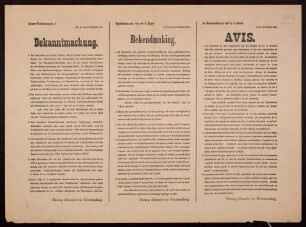 "Bekanntmachung." Strafandrohungen für Beschädigungen von Bahnanlagen und Begünstigung von feindlichen Militärpersonen