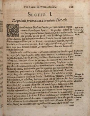 Sectio I. De primis primorum Parentum Peccatis.