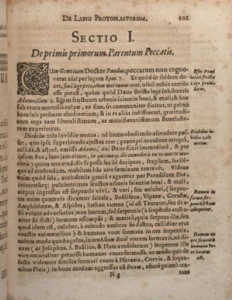Sectio I. De primis primorum Parentum Peccatis.