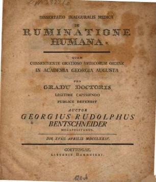 Diss. inaug. med. de ruminatione humana