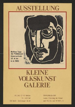 Ausstellungswerbung: "Berliner Tage der Volkskunst. Malerei und Grafik" von 27.04. bis 06.06.1982