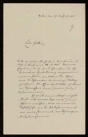 9: Brief von Karl von Unzer an Gottlieb Planck, Mieders, 27.8.1906