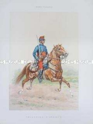 Uniformdarstellung, Offizier des Afrikanischen Jäger-Regiments zu Pferde, Frankreich, um 1890.