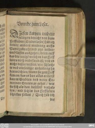 Vorrede zum Leser.