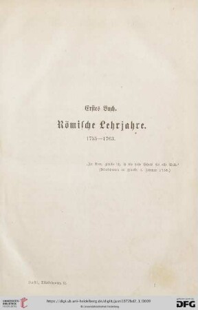 Erstes Buch: Römische Lehrjahre (1755 - 1763)