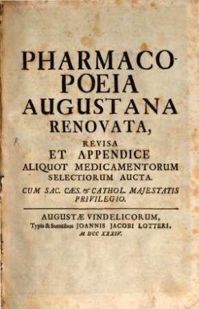 Pharmacopoea Augustana renovata